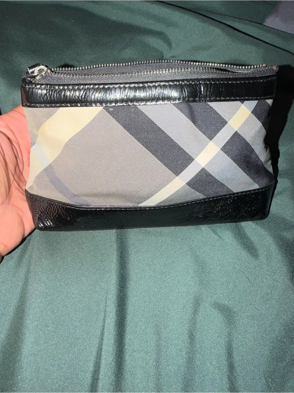 Authentic Burberry Black Plaid Leather Trim small Bag